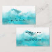 Carte De Visite Aquarelle Abstraite bleu turquoise (Devant / Derrière)