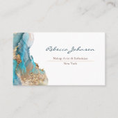 Carte De Visite Aquarelle Abstraite Blue Gold (Devant)