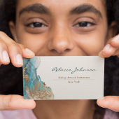 Carte De Visite Aquarelle Abstraite Blue Gold