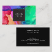 Carte De Visite Aquarelle Abstraite brillante et audacieuse Concep (Devant / Derrière)