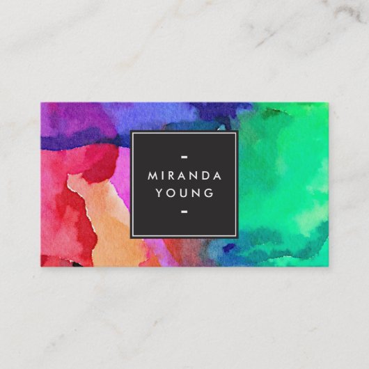 Carte De Visite Aquarelle Abstraite brillante et audacieuse Concep (Devant)