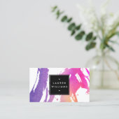 Carte De Visite Aquarelle Abstraite brillante néon brosse (Debout devant)