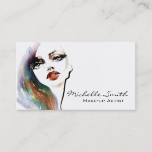 Carte De Visite Aquarelle Abstraite colorée femme maquillage marqu