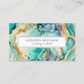 Carte De Visite Aquarelle Abstraite couleur or Turquoise moderne (Devant)