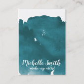 Carte De Visite Aquarelle Abstraite couleur turquoise trait de bro (Devant)