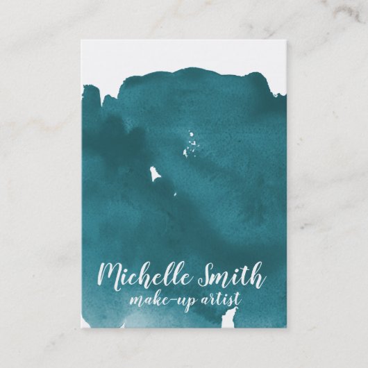 Carte De Visite Aquarelle Abstraite couleur turquoise trait de bro (Devant)