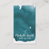 Carte De Visite Aquarelle Abstraite couleur turquoise trait de bro (Devant)