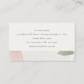 Carte De Visite Aquarelle Abstraite couleur verte rose pâle (Dos)