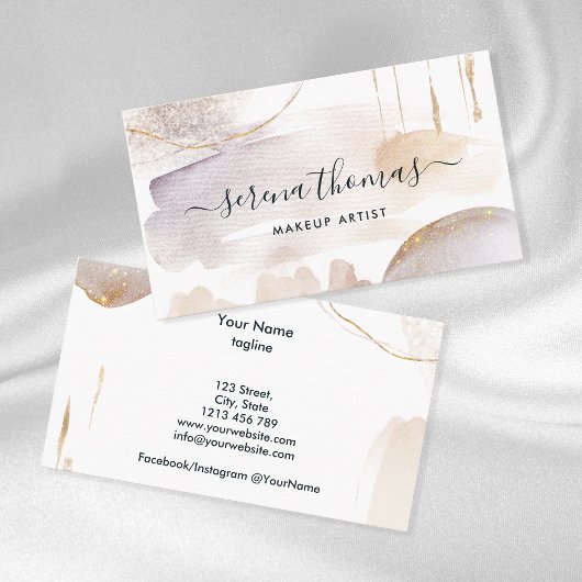 Carte De Visite Aquarelle Abstraite de signature moderne Blush Gol
