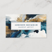 Carte De Visite Aquarelle Abstraite d'or de la marine moderne (Devant)