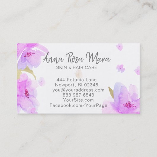 Carte De Visite *~* Aquarelle Abstraite Florale (Dos)