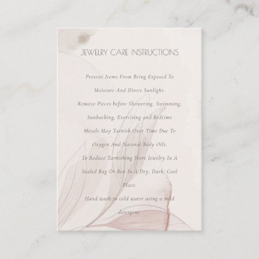 Carte De Visite Aquarelle Abstraite Foliage Blush Bijouterie (Devant)