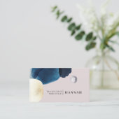 Carte De Visite Aquarelle Abstraite Gold Marine Bleu Brush (Debout devant)