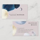 Carte De Visite Aquarelle Abstraite Gold Marine Bleu Brush (Devant / Derrière)