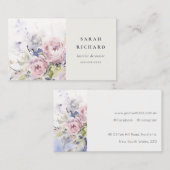 Carte De Visite Aquarelle Abstraite Lilac Rose Floral Bunch (Devant / Derrière)