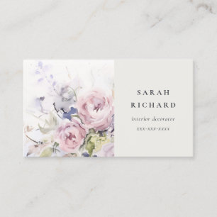 Carte De Visite Aquarelle Abstraite Lilac Rose Floral Bunch