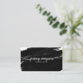 Carte De Visite Aquarelle Abstraite Noir Blanc Script Calligraphie (Debout devant)