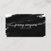 Carte De Visite Aquarelle Abstraite Noir Blanc Script Calligraphie (Devant)