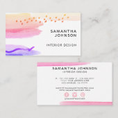 Carte De Visite Aquarelle Abstraite orange rose violet design (Devant / Derrière)