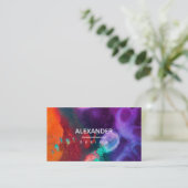 Carte De Visite Aquarelle Abstraite orange violet (Debout devant)