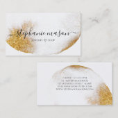 Carte De Visite Aquarelle Abstraite Parties scintillant or moderne (Devant / Derrière)