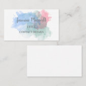 Carte De Visite Aquarelle Abstraite Splash Modern (Devant / Derrière)