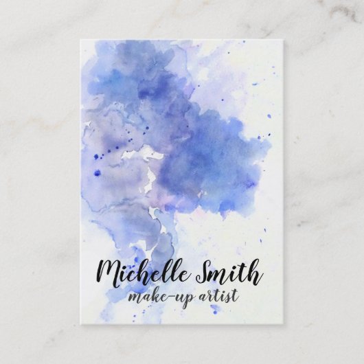 Carte De Visite Aquarelle Abstraite trait de brosse bleu clair (Devant)