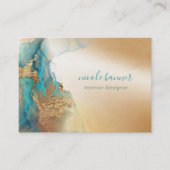 Carte De Visite Aquarelle Abstraite Turquoise Or (Devant)