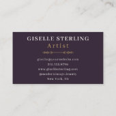 Carte De Visite Aquarelle Abstraite violet or Wavy (Dos)