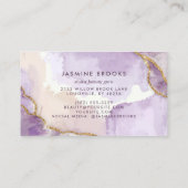 Carte De Visite Aquarelle Abstraite violette et or (Dos)