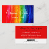Carte De Visite Aquarelle Abstraite vive Artiste maquillage arc-en (Devant / Derrière)
