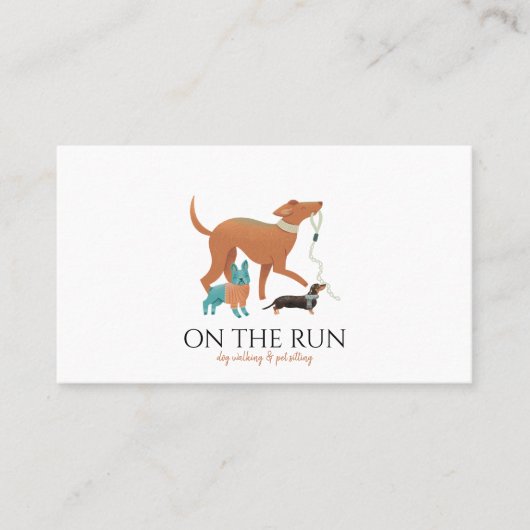 Carte De Visite Aquarelle adorable Chien Walker Animaux de compagn (Devant)