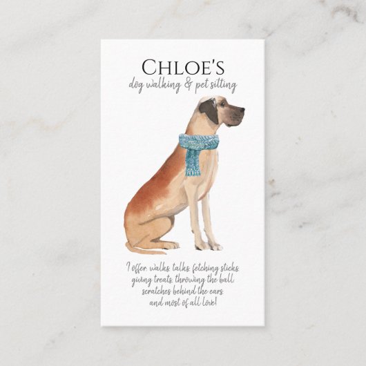 Carte De Visite Aquarelle adorable Chien Walker Animaux de compagn (Devant)