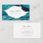 Carte De Visite aquarelle agate turquoise (Devant / Derrière)