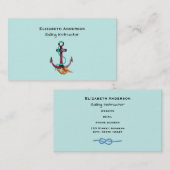 Carte De Visite Aquarelle Ancre Avec Corde Et Coquillage (Devant / Derrière)