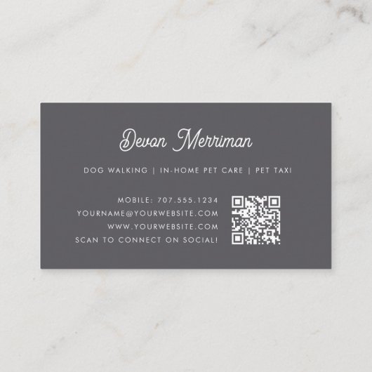 Carte De Visite Aquarelle Animaux floraux | Code QR pour les soins (Dos)