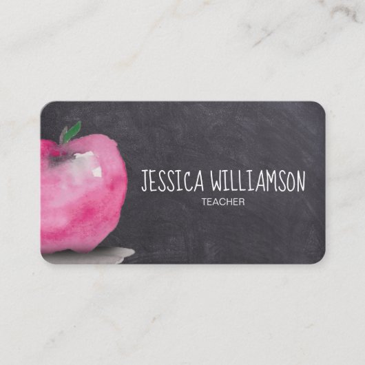 Carte De Visite Aquarelle APPLE sur tableau à clapet Enseignant mo (Devant)