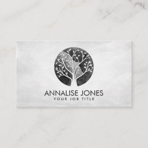 Carte De Visite Aquarelle Arbre Abstrait - Forme de profil féminin