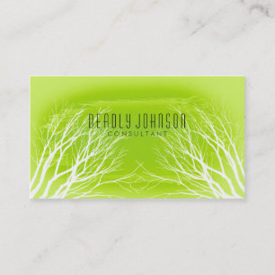 Carte De Visite Aquarelle Arbre Simple Splatte Vert Nature