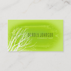 Carte De Visite Aquarelle Arbre Simple Splatte Vert Nature