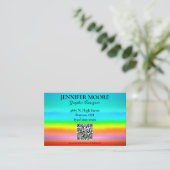 Carte De Visite Aquarelle arc-en-ciel avec code QR (Debout devant)