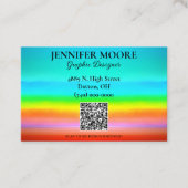 Carte De Visite Aquarelle arc-en-ciel avec code QR (Devant)