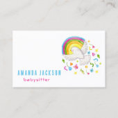 Carte De Visite Aquarelle Arc-en-ciel Fleurs Oiseau Enfants de gar (Devant)