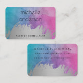 Carte De Visite Aquarelle / Argent brossé (Devant / Derrière)