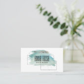 Carte De Visite Aquarelle argentée géométrique de turquoise de *~* (Debout devant)