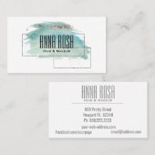 Carte De Visite Aquarelle argentée géométrique de turquoise de *~* (Devant / Derrière)