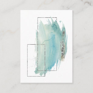 Carte De Visite Aquarelle argentée géométrique Girly de turquoise