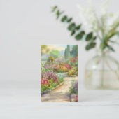 Carte De Visite Aquarelle Arrière - plan de jardin de campagne (Debout devant)