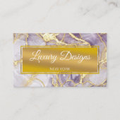 Carte De Visite Aquarelle Arrière - plan en marbre doré Lavender (Devant)