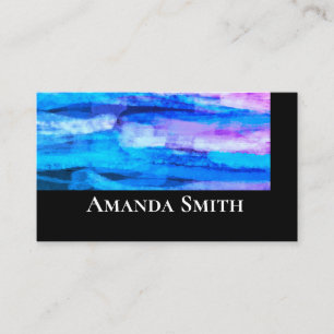 Carte De Visite aquarelle artistique moderne et audacieuse bleu et
